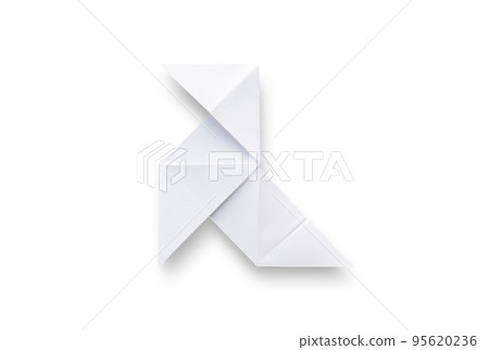Paper hen origami isolated on a white background Paper hen origami isolated on a white background 95620236