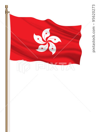 3D Flag of Hong Kong on a pillar 3D Flag of Hong Kong on a pillar 95620273