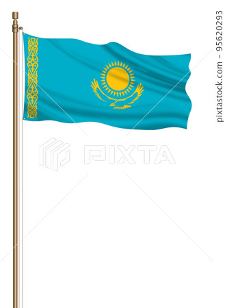 3D Flag of Kazakhstan on a pillar 95620293