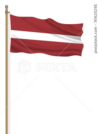 3D Flag of Latvia on a pillar 95620298