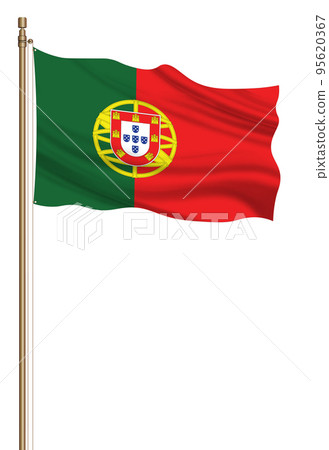 3D Flag of Portugal on a pillar 95620367