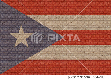 3D Flag of Puerto Rico on brick wall 3D Flag of Puerto Rico on brick wall 95620369