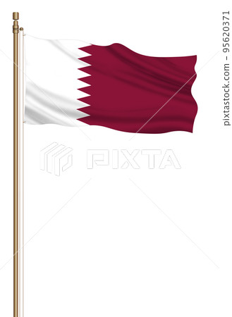 3D Flag of Qatar on a pillar 95620371