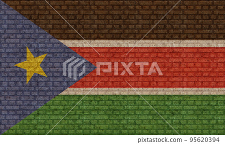 3D Flag of South Sudan on brick wall 3D Flag of South Sudan on brick wall 95620394