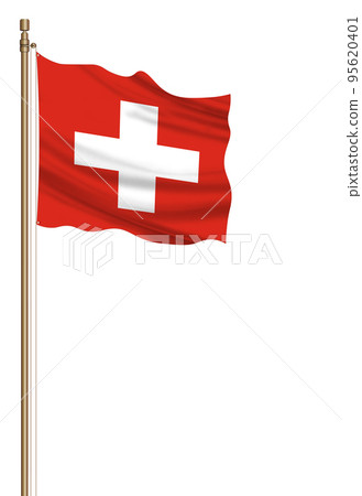 3D Flag of Switzerland on a pillar 95620401