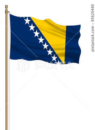 3D Flag of Bosnia and Herzegovina on a pillar 3D Flag of Bosnia and Herzegovina on a pillar 95620480