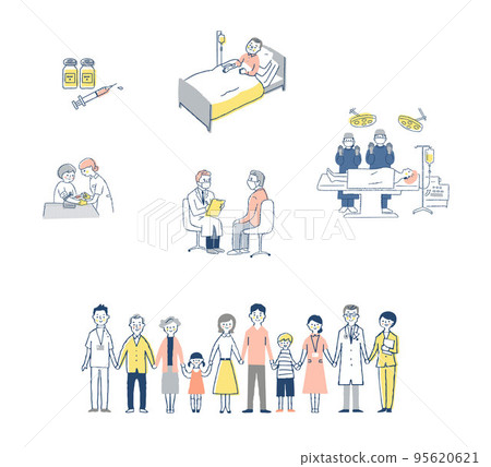 Healthcare workers and people Various scene sets 95620621