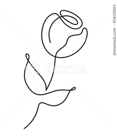 Flower tulip vector one line art logo. Minimalist contour drawing monoline. Continuous line artwork for banner, book design, web illustration Flower tulip vector one line art logo. Minimalist contour drawing monoline. Continuous line artwork for banner, book design, web illustration 95620683