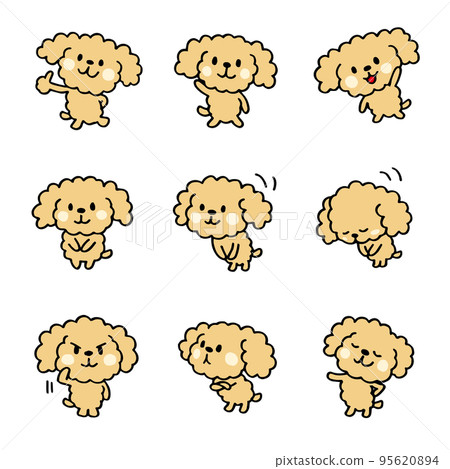 玩具貴賓犬鬆散手繪姿勢套裝 1 95620894