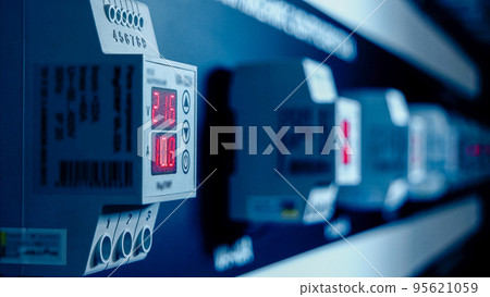 Many voltage relays on the plant factory. System power control. Many voltage relays on the plant factory. System power control. 95621059