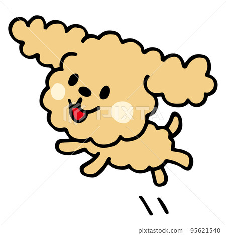 Loose hand-painted toy poodle jumping pose Loose hand-painted toy poodle jumping pose 95621540