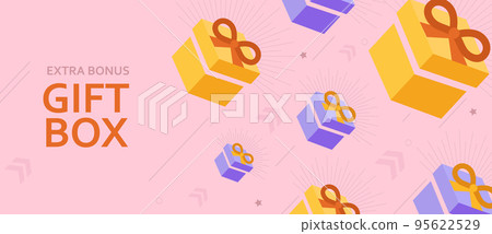 Gift box greeting card.Extra bonus with surprise. Gift box greeting card.Extra bonus with surprise. 95622529