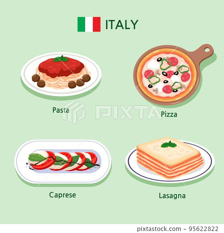 drawing collection of foods from Italy 95622822