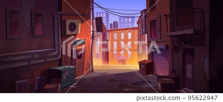 Back street alley between old city houses Back street alley between old city houses 95622947