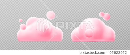 3d render pink clouds, fluffy spindrift eddies 95622952