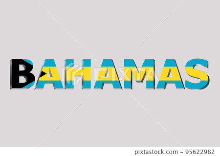 3D Flag of Bahamas on text 3D Flag of Bahamas on text 95622982