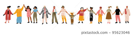 Diverse people standing together and holding hands Diverse people standing together and holding hands 95623046