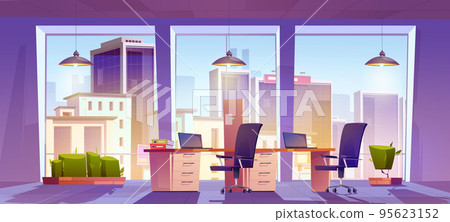 Open space office workplace interior with tables 95623152
