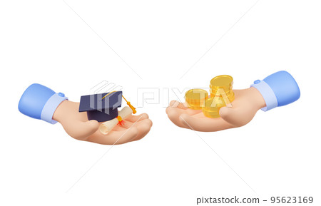 People exchange money with graduation cap People exchange money with graduation cap 95623169
