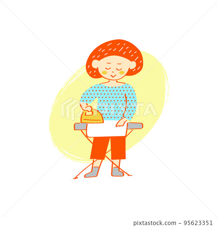Illustration of a woman ironing Illustration of a woman ironing 95623351