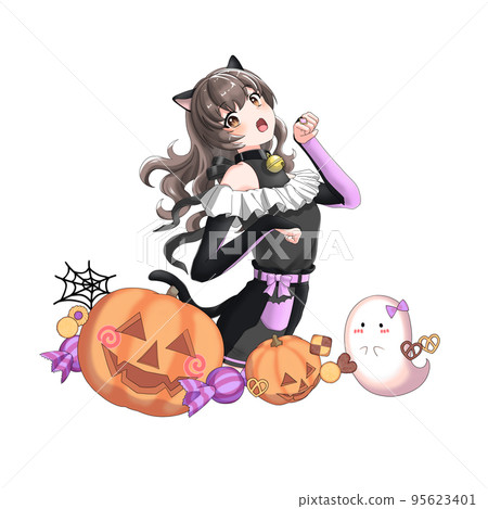 [自然髮色] cosplay成黑貓的紫色捲髮女孩 95623401