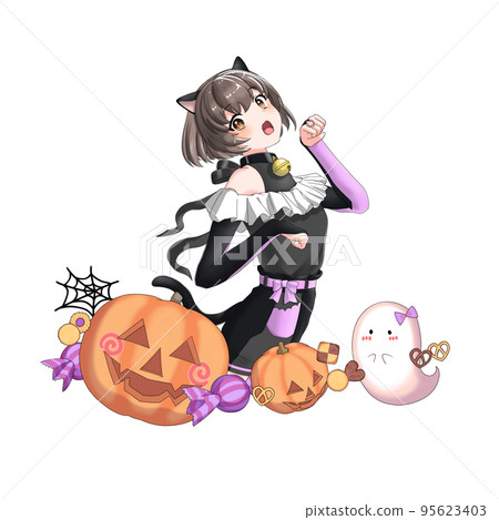 [自然髮色] cosplay成黑貓的紫色bob女孩 95623403