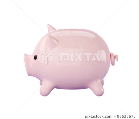 3d pink ceramic Piggy bank. Business, saving, money, banking, finance investment and services concept. Profit and growth design idea. Realistic 3d isolated high quality render 95623673