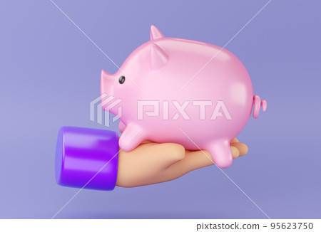 3d human hand holding Piggy bank. Business, saving, money, banking, finance investment and services concept. Profit and growth design idea. Realistic 3d isolated high quality render 3d human hand holding Piggy bank. Business, saving, money, banking, finance investment and services concept. Profit and growth design idea. Realistic 3d isolated high quality render 95623750