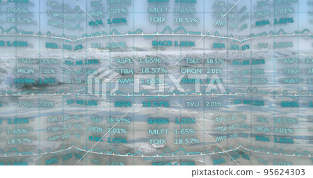 Image of scope scanning with 6g and stock market over sea 95624303