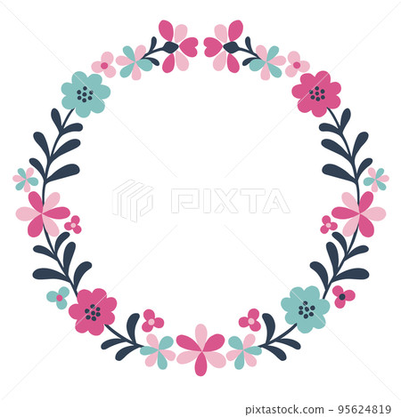 Flower and leaf circle frame background material hand-drawn illustration Flower and leaf circle frame background material hand-drawn illustration 95624819