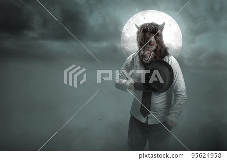 A werewolf with a full moon 95624958