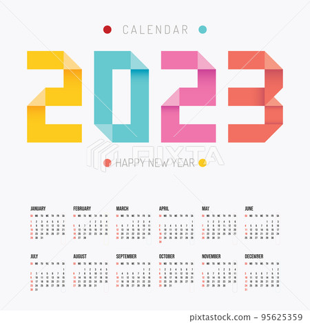 2023 Origami Calendar colorful happy new year... - Stock Illustration  [95625359] - PIXTA