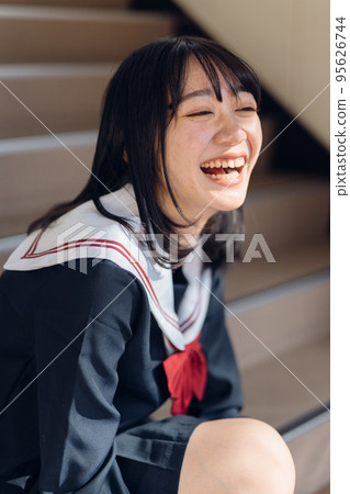 high school girl on the stairs high school girl on the stairs 95626744