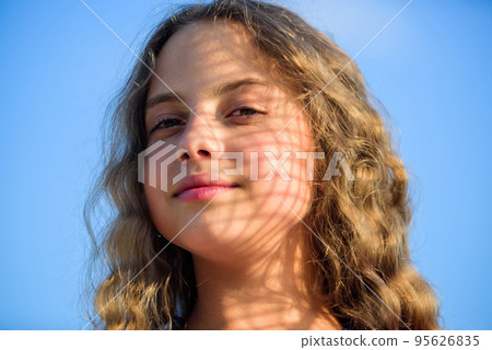 nice day. small girl long culry hair. happy childhood. perfect healthy skin. youth is brilliant. summer holidays and vacation. enjoy good weather. kid fashion. pretty child outdoor. natural beauty nice day. small girl long culry hair. happy childhood. perfect healthy skin. youth is brilliant. summer holidays and vacation. enjoy good weather. kid fashion. pretty child outdoor. natural beauty 95626835