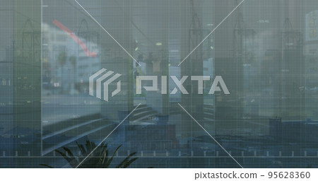 Image of finacial data processing over cityscape Image of finacial data processing over cityscape 95628360