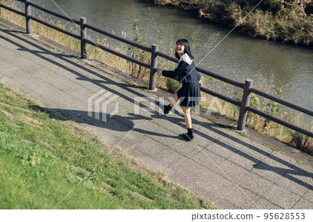 high school girl on her way home high school girl on her way home 95628553