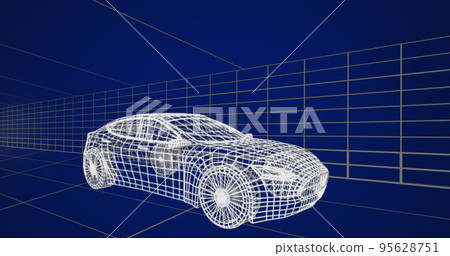 Image of project of car in navy digital space Image of project of car in navy digital space 95628751