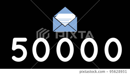 Image of 500000 e mails on black background 95628931