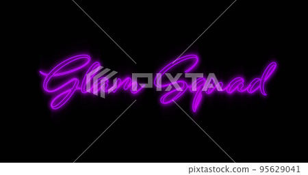 Image of neon glam squad on black background Image of neon glam squad on black background 95629041