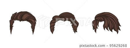 Mens brown wigs template set 95629268