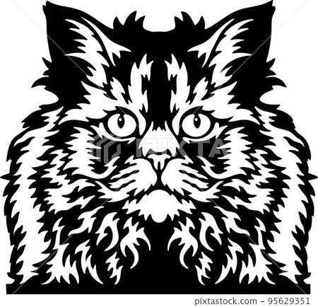 Selkirk Rex Cat Vector, Peeking Cats, Cats Breed, Pet Vector portrait, Cats Head 95629351