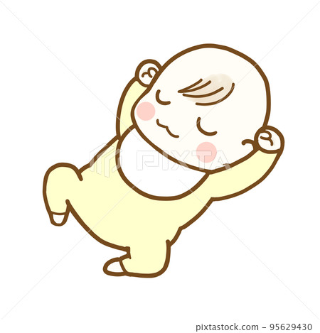 baby sleeping with hands up 95629430