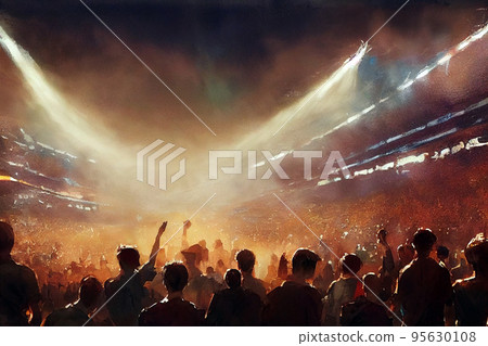 Soccer fans. Football hooligans. Football fans celebrating team victory. Soccer hooligans cheering during the game 95630108