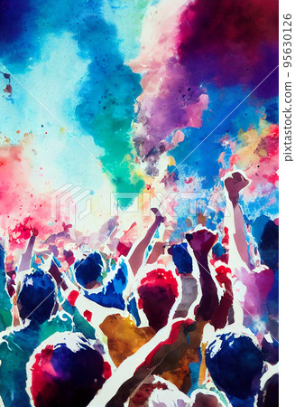Soccer fans. Football hooligans. Football fans celebrating team victory. Soccer hooligans cheering during the game 95630126