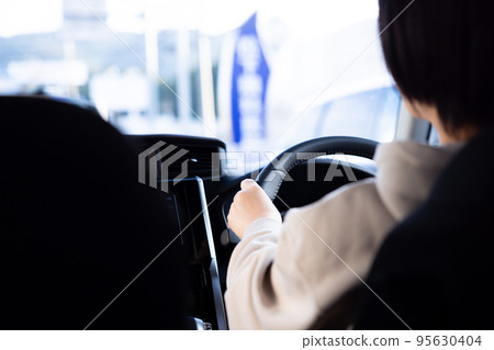 Mrs driver driving a car 95630404