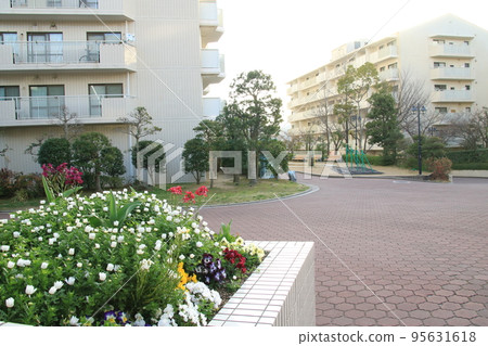 Urban landscape with beautiful apartments 95631618