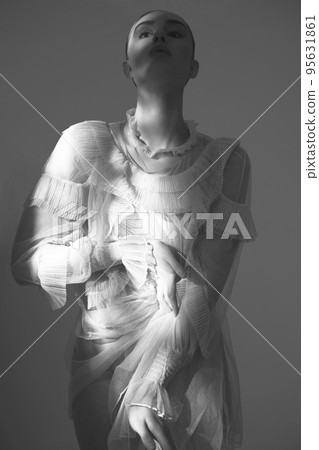 Sexy model in transparent dress. Sexy model in transparent dress. 95631861