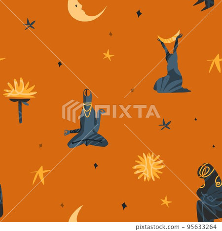 Magical cosmic illustration clipart seamless pattern with moon,star and cute alien characters.Cosmic abstract background.Cartoon style.Hand drawn contemporary art.Cosmos alien cute pattern background. Magical cosmic illustration clipart seamless pattern with moon,star and cute alien characters.Cosmic abstract background.Cartoon style.Hand drawn contemporary art.Cosmos alien cute pattern background. 95633264