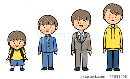 Child's growth process boy full body illustration Child's growth process boy full body illustration 95633498