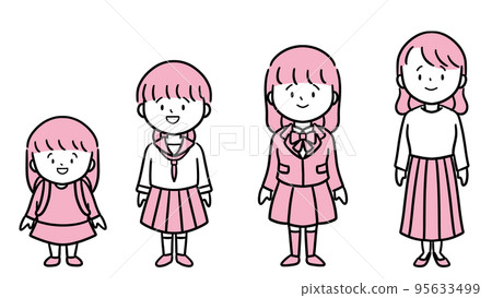 Child growth process girl full body illustration Child growth process girl full body illustration 95633499